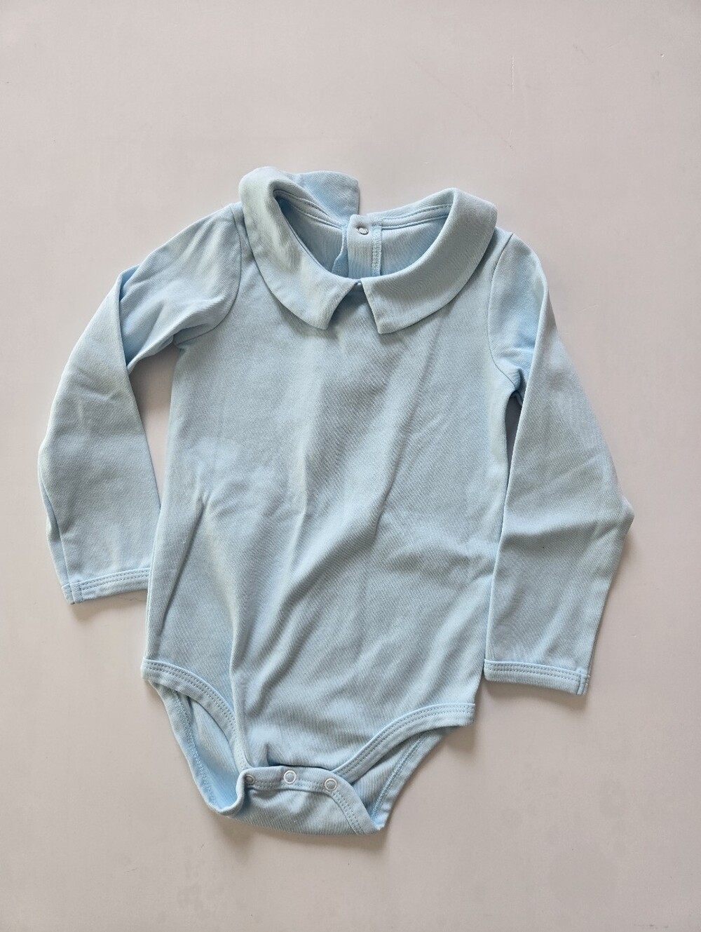 Classic Light Blue Peter Pan Collar One-Piece Bodysuit for Kids 24m